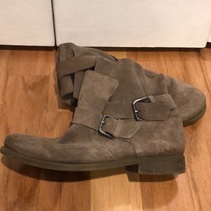 Nude suede ankle booties